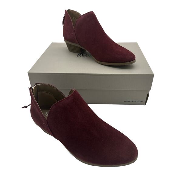 Kenneth Cole Reaction, Women's Sideway Suede Stacked Block Heel Ankle Boots Sz 6 - Picture 1 of 10